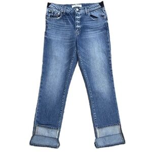 👖🎵 TRAVE Irina Crop Step Jeans | Under Pressure Wash Dark Denim Sz 29